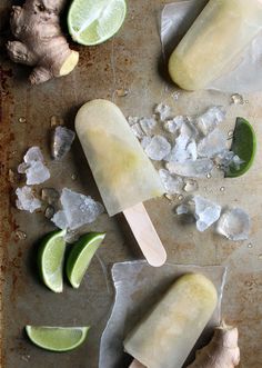 Lemon lime ginger ice pops | tinyinklings.com #pops #ice #ginger #sweets #lime