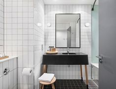 #hotel #bathroom #tile #white