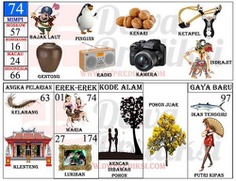 An advertisement for Indonesia featuring various items such as penguins, radios, cameras, bananas, and more.