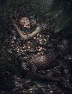Ryan Lee #fantasy #woman #tree #illustration #warrior #death