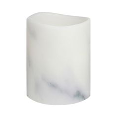 Carrara Marble Smooth Wax LED Flameless Pillar Candle, 8 cm x 10 cm
