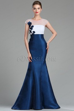 eDressit White & Blue Floral Mermaid Ladies Dress Ball Gown (02180705)