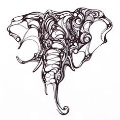 Animal Ink Drawings on Behance #ink #white #illustrated #drawing #black #elephant #illustration #drawn #pen #animal