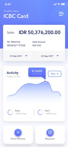 Wallet and Card Page of Finance APP Concept 3