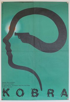 A minimalist visual for a Japanese crime film, "Kobra" (1976). This poster was designed by Mieczyslaw Wasilewski who often used optical #design #poster