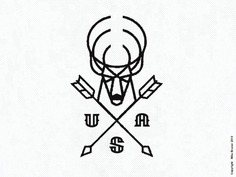 Buck Drib crest monoline arrow outdoor hunting usa design mikebruner illustration deer buck