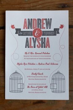 Beautiful Type #invite #letterpress #bird #ampersand #wedding #typography