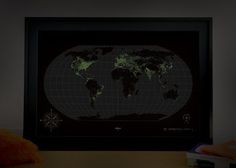 WorldAtNight_07 #in #world #map #the #night #glow #poster #dark