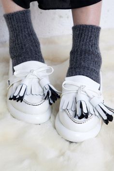 Unique Leather Tassel Loafer White #tassel #white #loafer