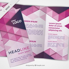 Trifold with pink triangles Free Psd. See more inspiration related to Brochure, Flyer, Mockup, Business, Abstract, Template, Geometric, Pink, Shapes, Leaflet, Text, Flyer template, Stationery, Corporate, Mock up, Company, Modern, Booklet, Polygonal, Information, Geometric shapes, Trifold, Triangles, Abstract shapes, Low poly, Up, Geometrical, Stylish, Low, Mock and Geometrical shapes on Freepik.
