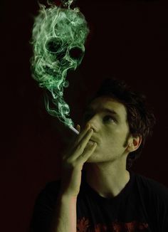 smoker skull #smoke #cigarettes #skull #death #green