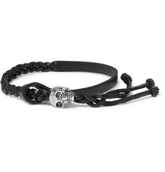 ALEXANDER MCQUEEN Braided Leather And Silver-Tone Bracelet