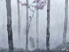 Endless Fear T-shirt #fog #girl #horror #fear #mist #illustration #silhouette #monster #forest #scary #leaves