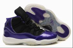 ladies nike jordan air shoes 11 purple and black retros #shoes