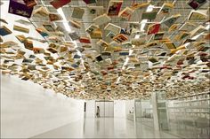 Meta This | The suspended books entrance to the Istanbul... #modern #museum #books #istanbul #library