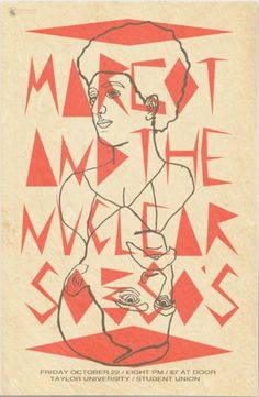 Margot And The Nuclear So And So's - Art Is War - by Jacob Fulton #woman #print #design #beard #jacob #mustache #margot #nuclear #illustration #fulton #art #poster #man #band #concert #typography