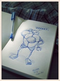 ErrrorBot by ~Mr-Doodlezz on deviantART #doodle #biro #robot #error #book #concept #blue #scribble #sketch