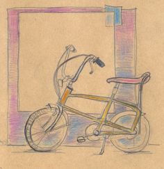 red ink on paper #color #hand #drawn #bike #pencil #sketch