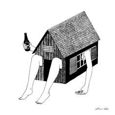 Black and white surreal illustrations by Henn Kim