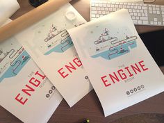 BOOM! Engine Room Posters... #red #cityscape #city #print #engine #illustration #cars #for #poster #blue #sale