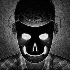 Drawlloween Day 27: Mask! #white #halloween #horror #black #illustration #mask #and #dark #scary