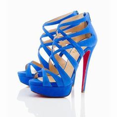 Christian Louboutin Balota Alota 150mm Evening Sandal Blue #fashion