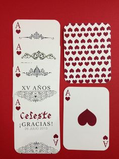 XV Invitation / Invitación XV años #invitation #corazones #print #playing #poker #cartas #hearts #cards