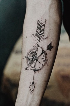 compass tattoo back men