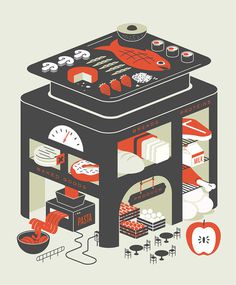Editorial illustration for Bon Appétit by Mike McQuade #building #food
