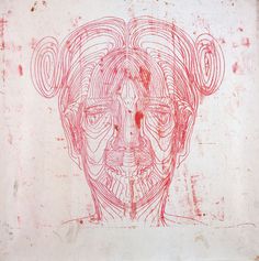 MATTHEW MONAHAN Untitled (Red Face) 1997 oil on paper 99 x 100