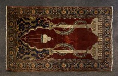 Oriental rug made of silk. 1. Half of the 20. Century, approx. 143x92 cm
