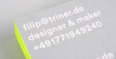 filip triner design branding business cards painted edges www.triner.de edge neon yellow embossing emboss print thick business card black gr