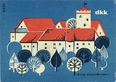 German matchbox label #illustration #vintage #tree