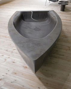 Art bathtub a grey sculpture like boat a close look #artistic #bathroom #furniture #art #bathtub