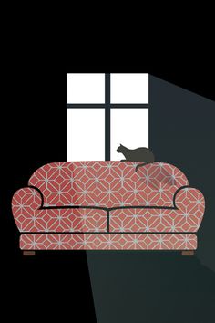Lazy Day #couch #design #cat #illustration #kitty #dark