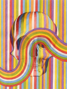 contemporary-contemporary-group-show-gauntlet-gallery #swirl #design #art #skull #rainbow #colour #multicolour