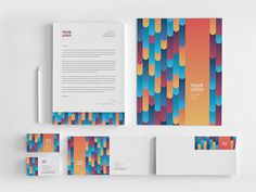 Cool Colorful Stripes Stationery. #stationery #branding #pattern #colorful #inspiration #template #creative