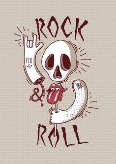 Rock and Roll #vector #tongue #rock #stones #rolling #illustration #roll #and #music #skull