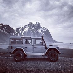 Land Rover on a remote beach