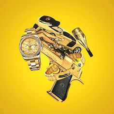 Value Of Nothing Artwork #gun #illustration #watch #bling #money #collectibles