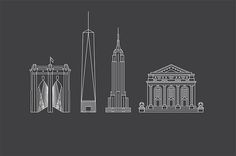 Illustrations of landmarks created for the maps. #york #pentagram #city #new