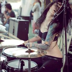Ink #girl #drums #rock #tattoo #singing #music