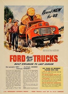 1948 Ad Ford Truck Lumberjacks Logs Logging Loggers - Period Paper #1948 #ford