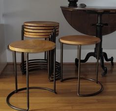 Stackable Stool/End Table #sit #chair #design #stool #wood #wire