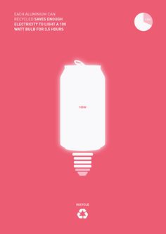 Recycling #recycle #lightbulp #pink #sarita #design #graphic #world #saritawalsh #minimal #poster #energy #recycling #change #can #walsh