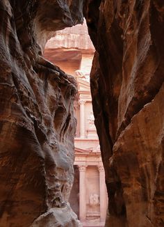 CJWHO ™ (View on Al Khazneh from al Siq, Petra, Jordan by...) #history #siq #jordan #al #design #petra #landscape #nature #photography #architecture #khazneh #view