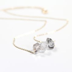 Medium Herkimer Diamond Tri #jewelry #necklace