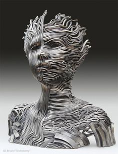 Human Figures Composed of Unraveling Stainless Steel Ribbons by Gil Bruvel #steel #stainless #sculpture #art