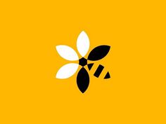 BeeBank Development Logo #mark #duality #wasp #bee #geometric #flower #logo