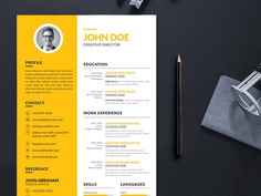 Free Yellow Resume Template with Creative Design
